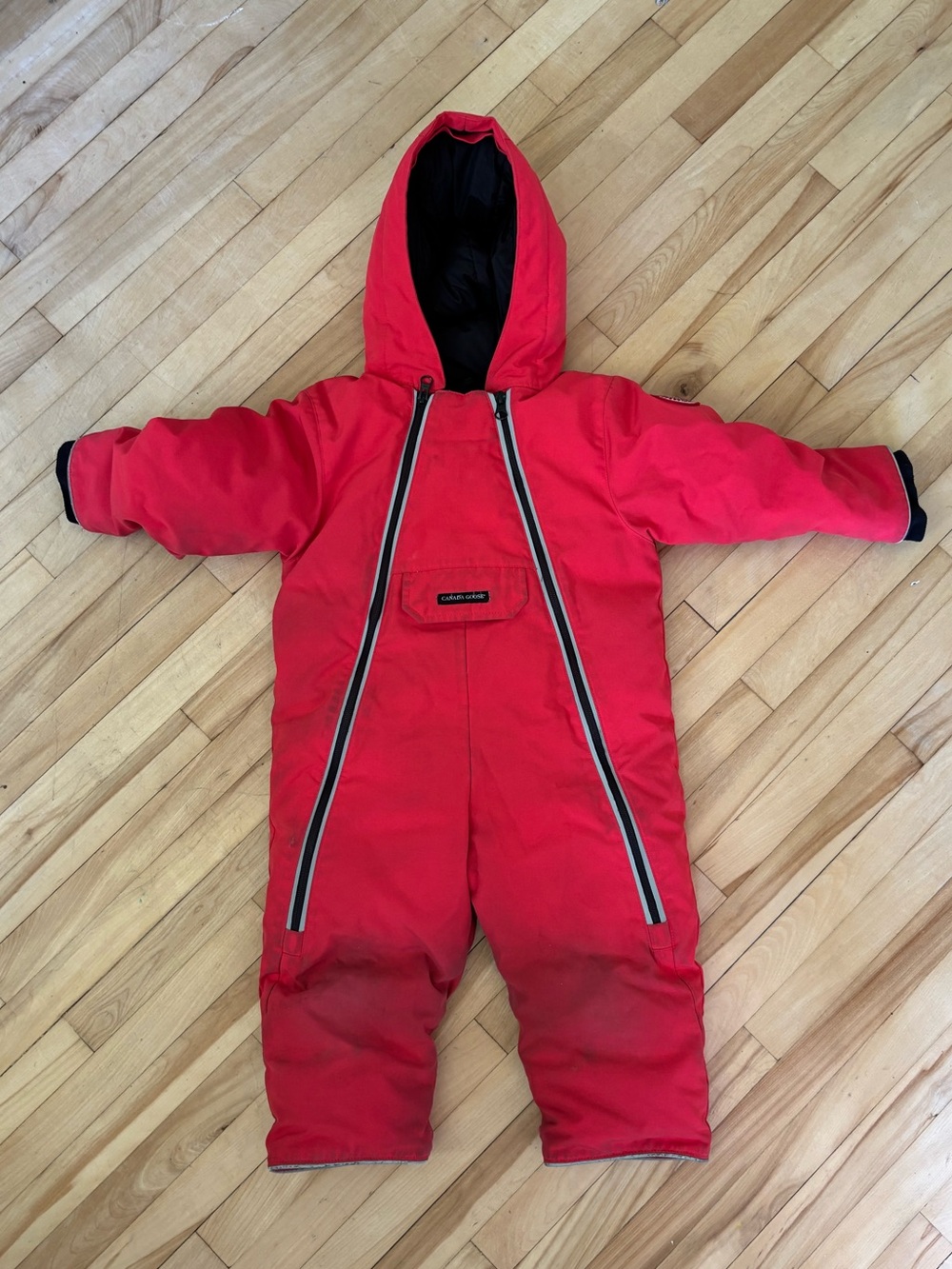 Red Canada Goose Baby Snowsuit with Dual Zippers